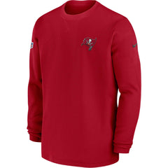 Tampa Bay Buccaneers 2023 Sideline Throwback Heavy Brushed Waffle Long Sleeve Top - Red on sale