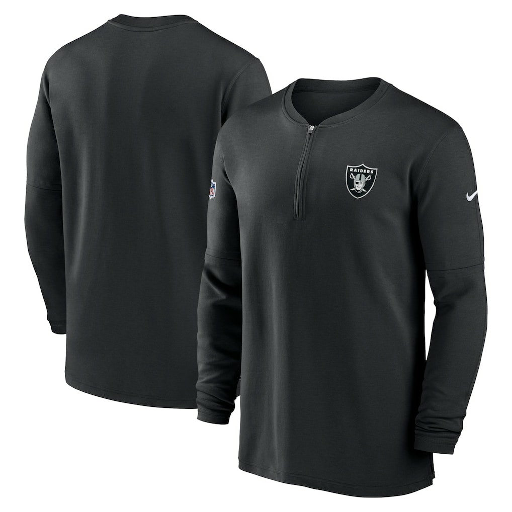 Las Vegas Raiders 2023 Sideline Performance Long Sleeve Tri-Blend Quarter-Zip Top - Black outlet