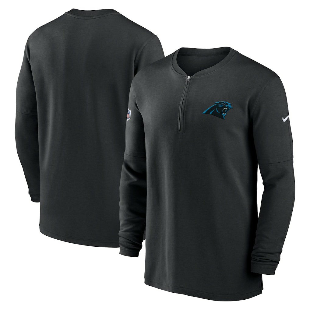 Carolina Panthers 2023 Sideline Performance Long Sleeve Tri-Blend Quarter-Zip Top - Black cheap