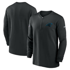 Carolina Panthers 2023 Sideline Performance Long Sleeve Tri-Blend Quarter-Zip Top - Black cheap