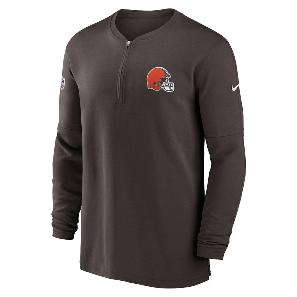 Cleveland Browns 2023 Sideline Performance Long Sleeve Tri-Blend Quarter-Zip Top - Brown for sale