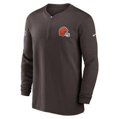 Cleveland Browns 2023 Sideline Performance Long Sleeve Tri-Blend Quarter-Zip Top - Brown for sale