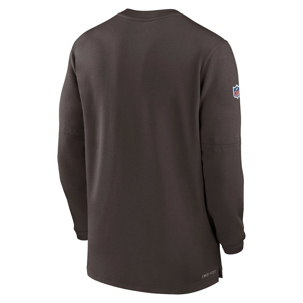 Cleveland Browns 2023 Sideline Performance Long Sleeve Tri-Blend Quarter-Zip Top - Brown for sale