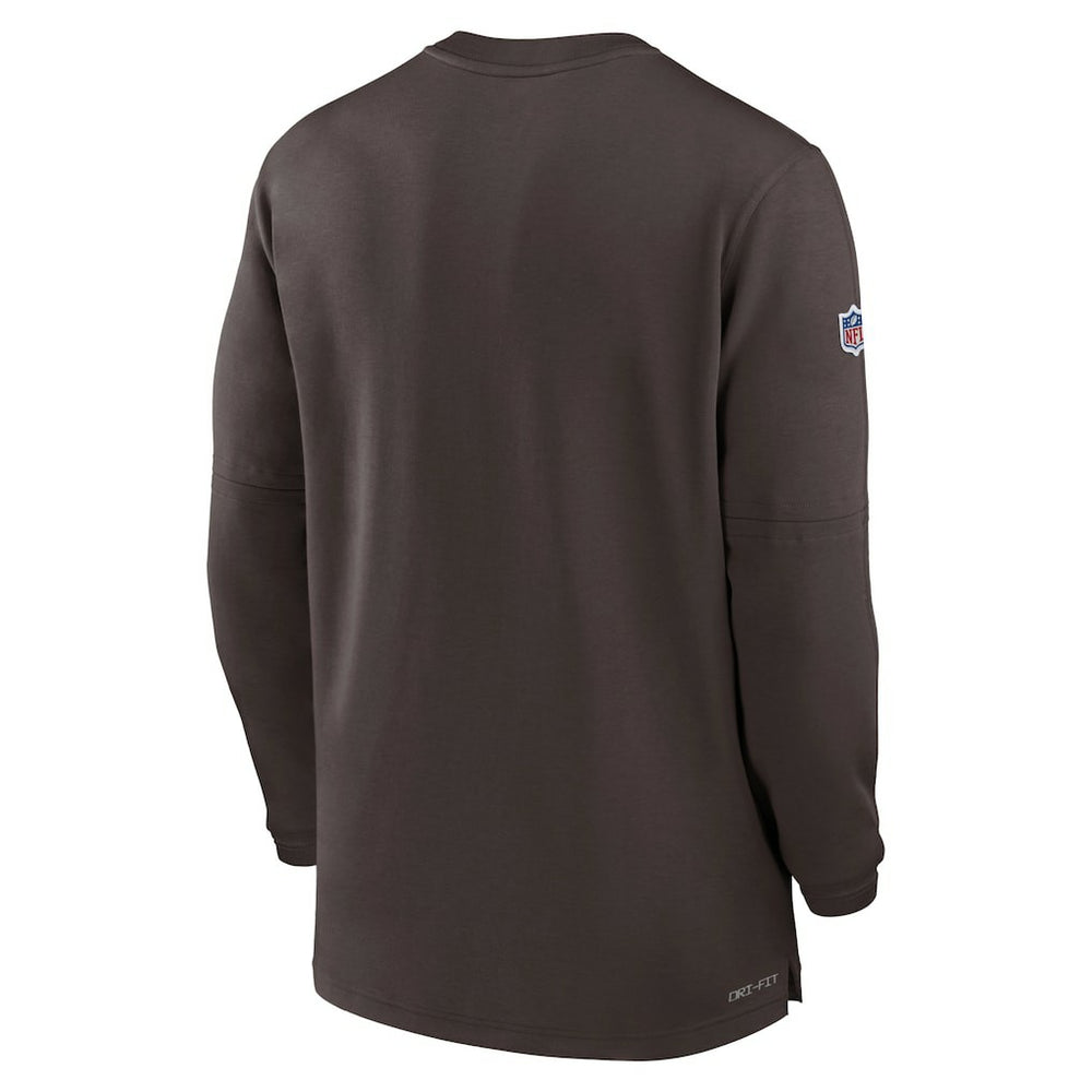 Cleveland Browns 2023 Sideline Performance Long Sleeve Tri-Blend Quarter-Zip Top - Brown for sale
