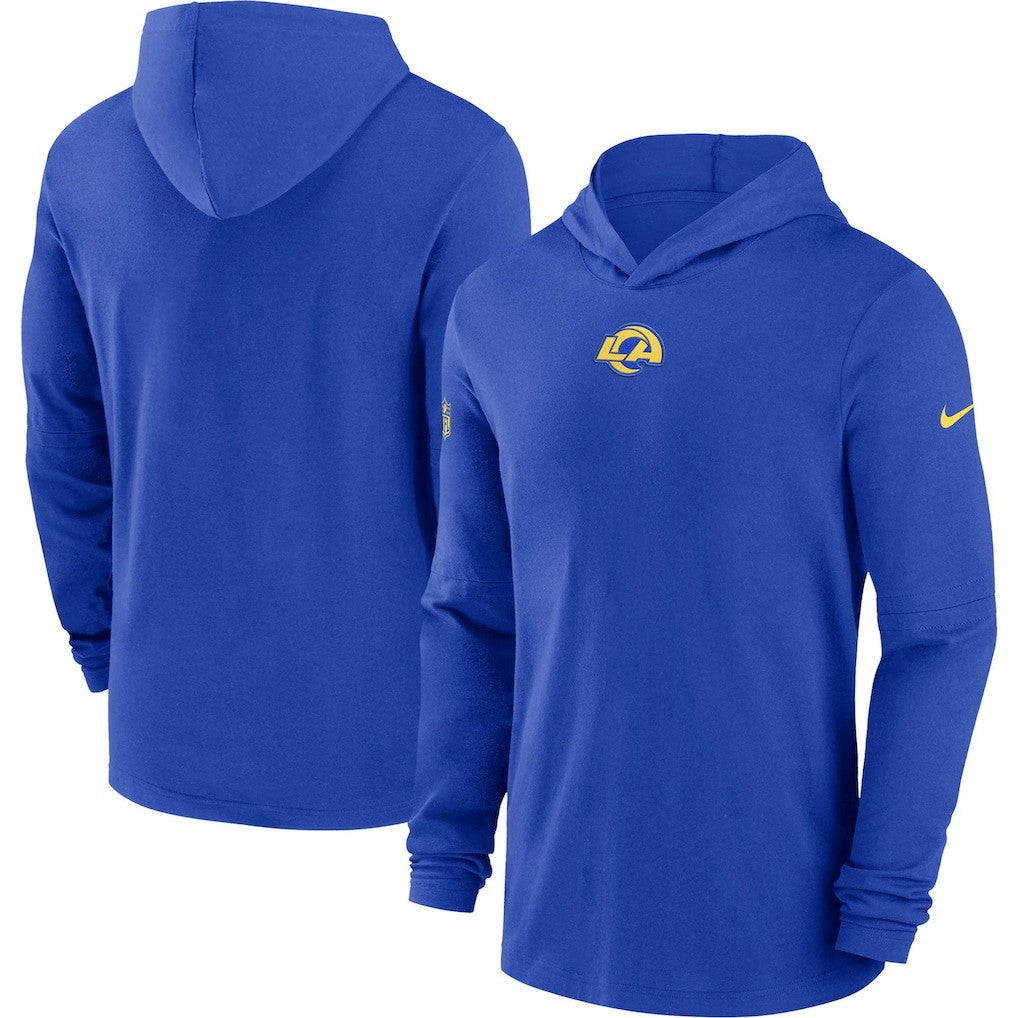 Los Angeles Rams Sideline Performance Long Sleeve Hoodie T-Shirt - Royal discount