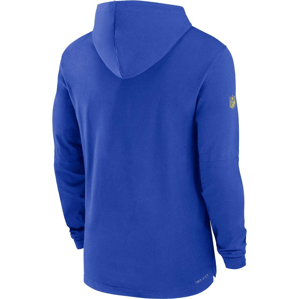 Los Angeles Rams Sideline Performance Long Sleeve Hoodie T-Shirt - Royal discount