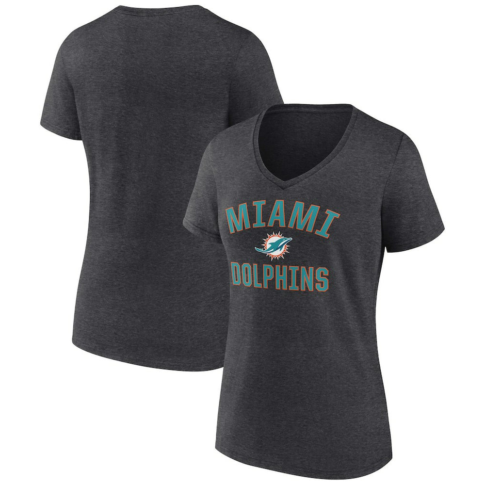 Miami Dolphins Women's Victory Arch Team V-Neck T-Shirt - Charcoal outlet