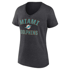 Miami Dolphins Women's Victory Arch Team V-Neck T-Shirt - Charcoal outlet