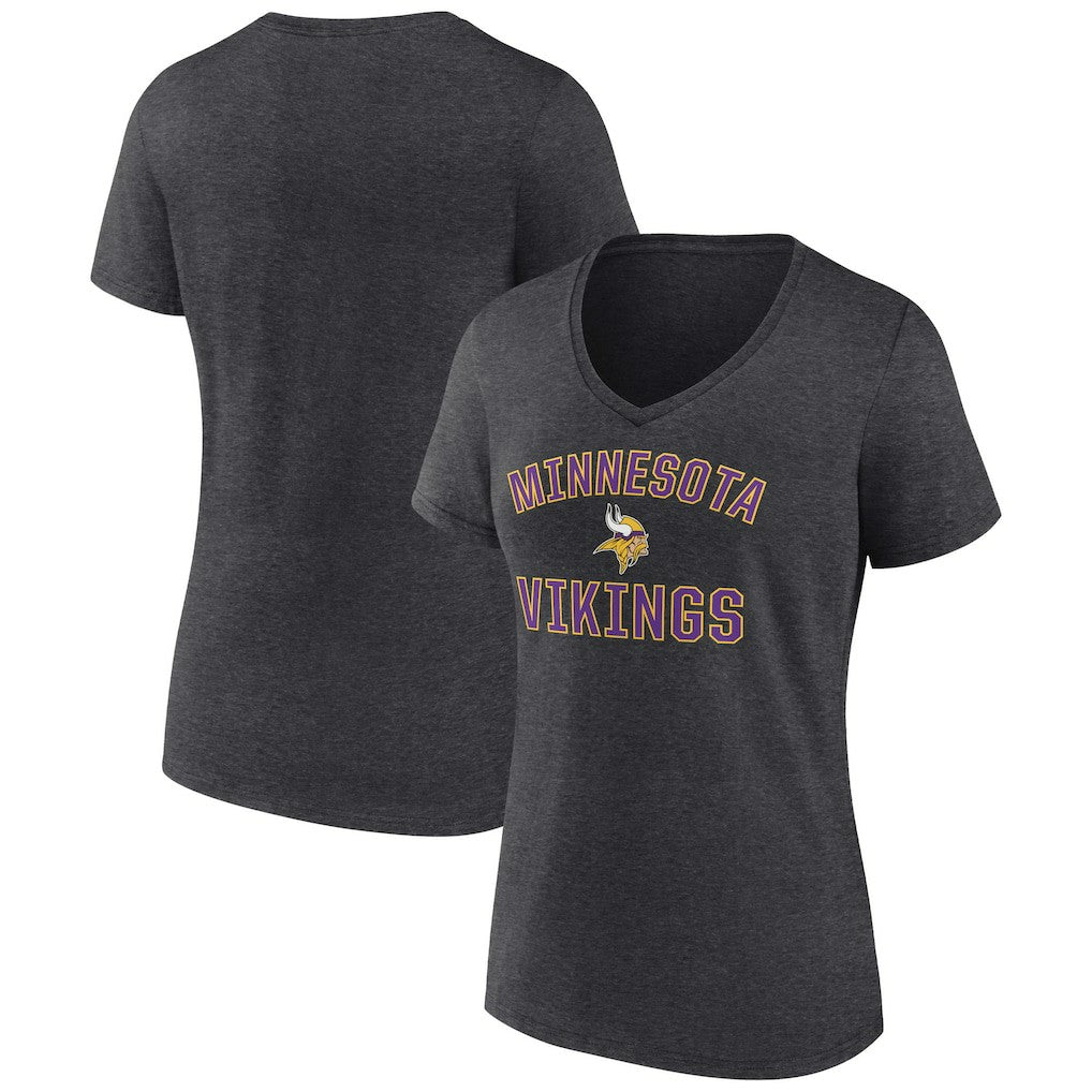 Minnesota Vikings Women's Victory Arch Team V-Neck T-Shirt - Charcoal for sale