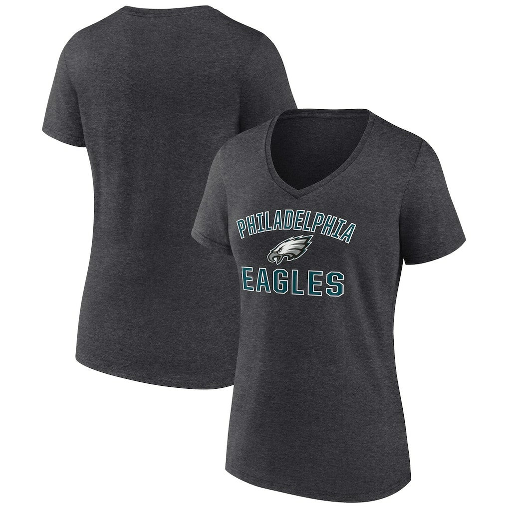 Philadelphia Eagles Women's Victory Arch Team V-Neck T-Shirt - Charcoal discount