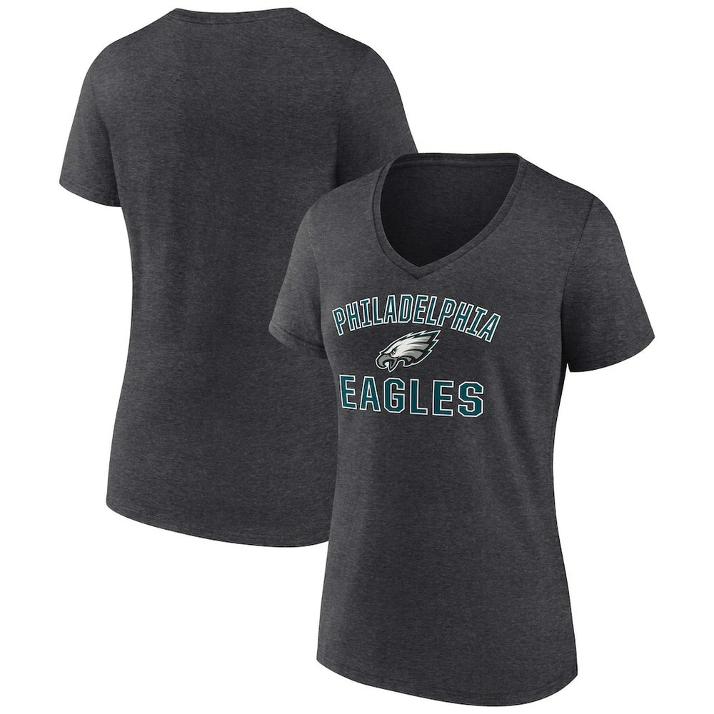 Philadelphia Eagles Women's Victory Arch Team V-Neck T-Shirt - Charcoal discount