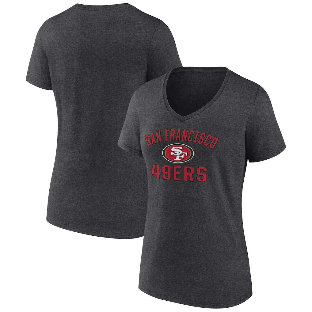 San Francisco 49ers Women's Victory Arch Team V-Neck T-Shirt - Charcoal cheap