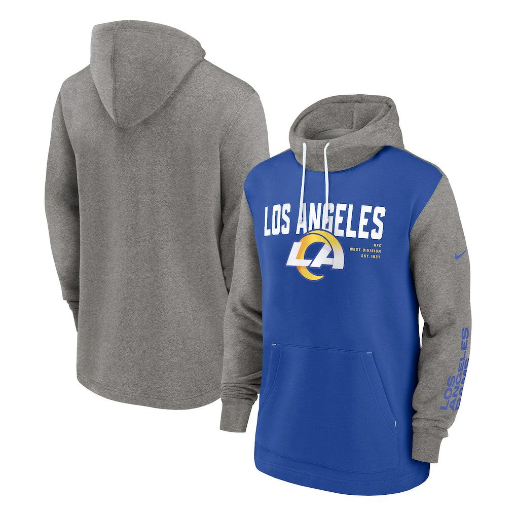 Los Angeles Rams Fashion Color Block Pullover Hoodie - Royal cheap