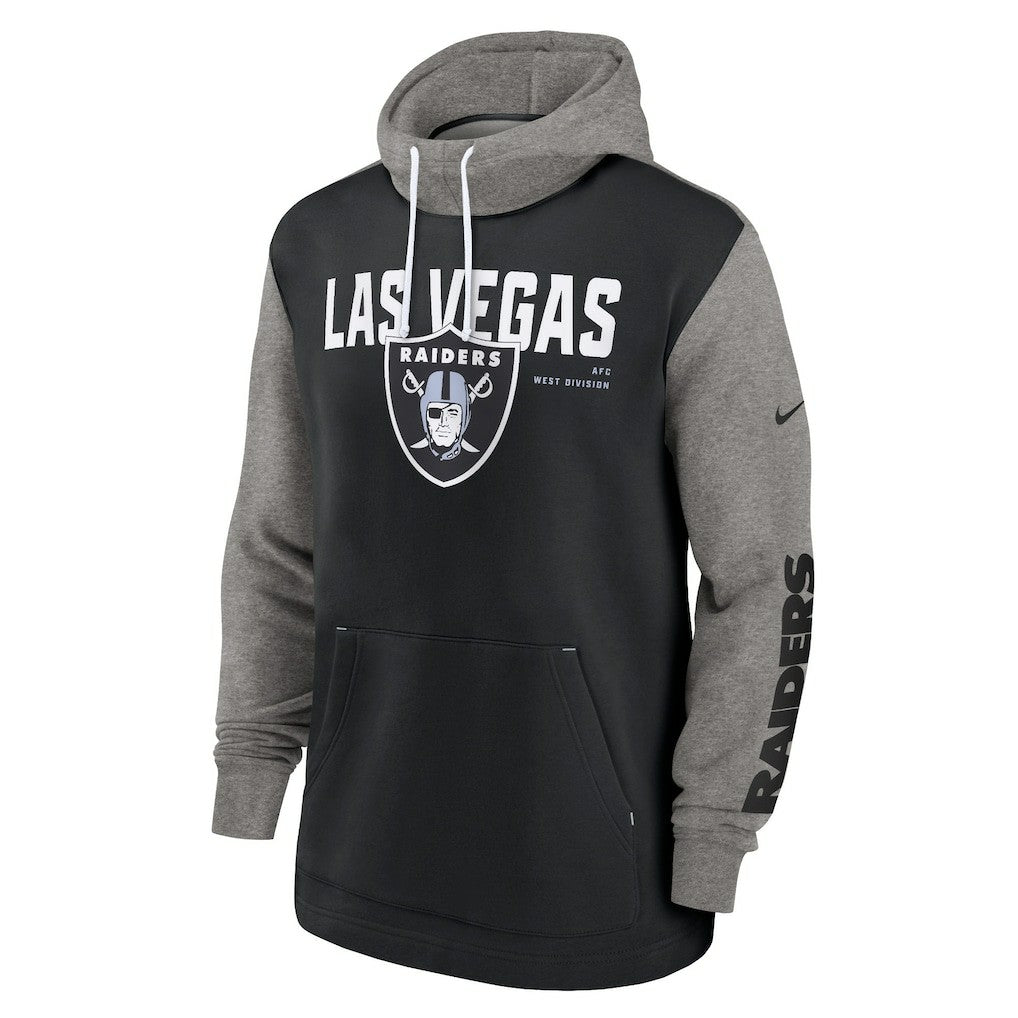 Las Vegas Raiders Fashion Color Block Pullover Hoodie - Black on sale