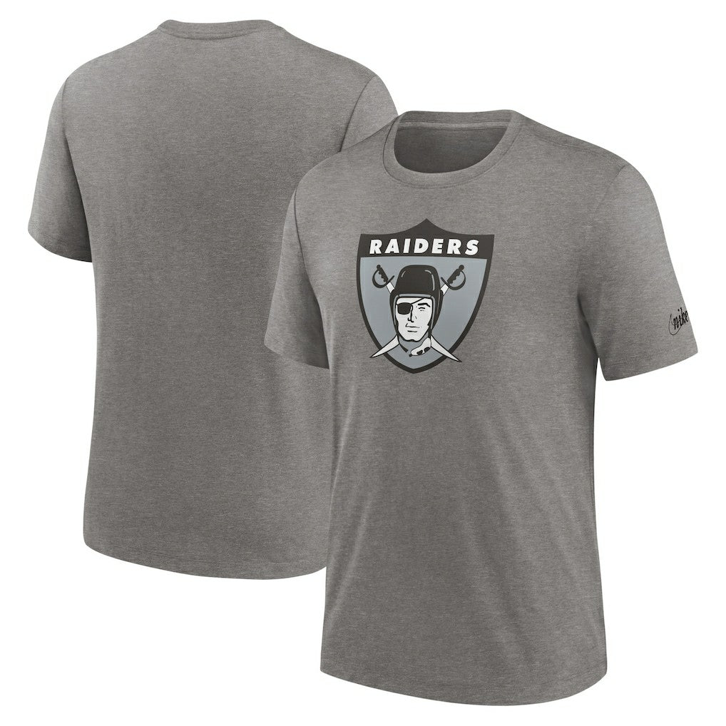 Las Vegas Raiders Rewind Logo Tri-Blend T-Shirt - Heather Charcoal on sale