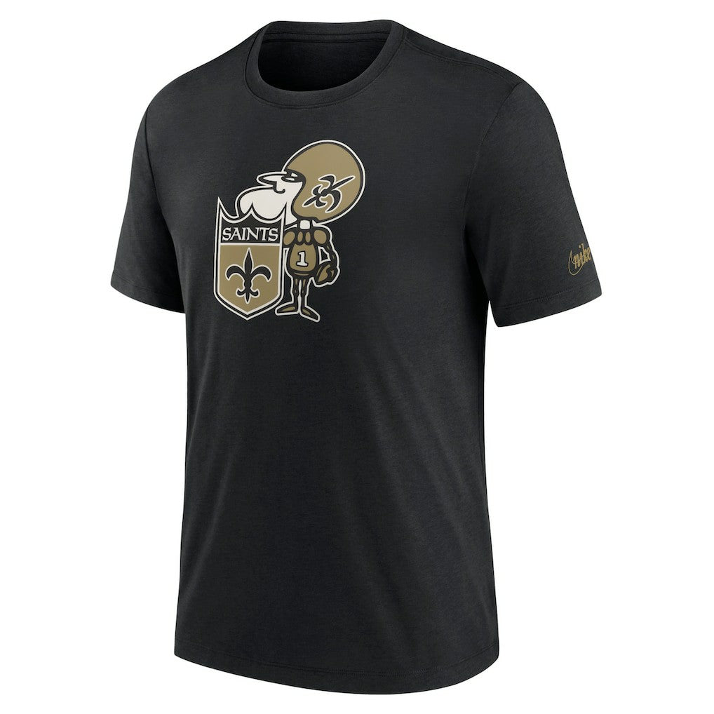 New Orleans Saints Rewind Logo Tri-Blend T-Shirt - Black on sale