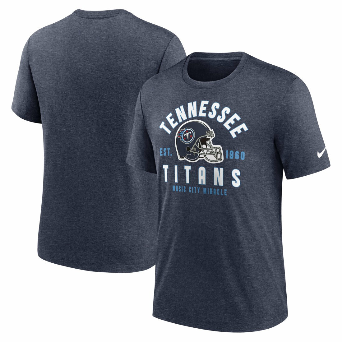 Tennessee Titans Helmet Tri-Blend T-Shirt - Heather Navy sale