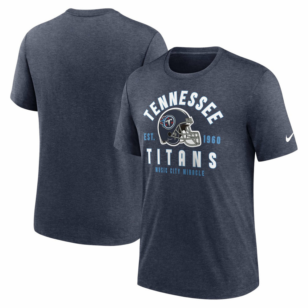 Tennessee Titans Helmet Tri-Blend T-Shirt - Heather Navy sale