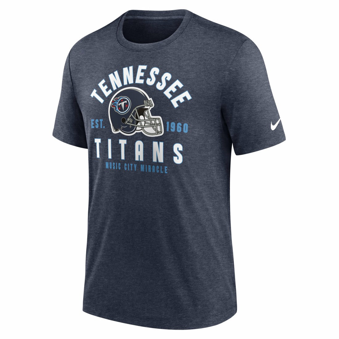 Tennessee Titans Helmet Tri-Blend T-Shirt - Heather Navy sale