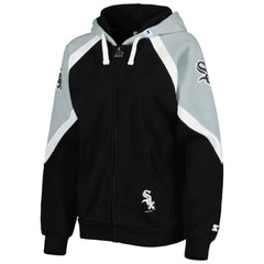 Chicago White Sox Starter Women's Hail Mary Full-Zip Hoodie Black/Silver