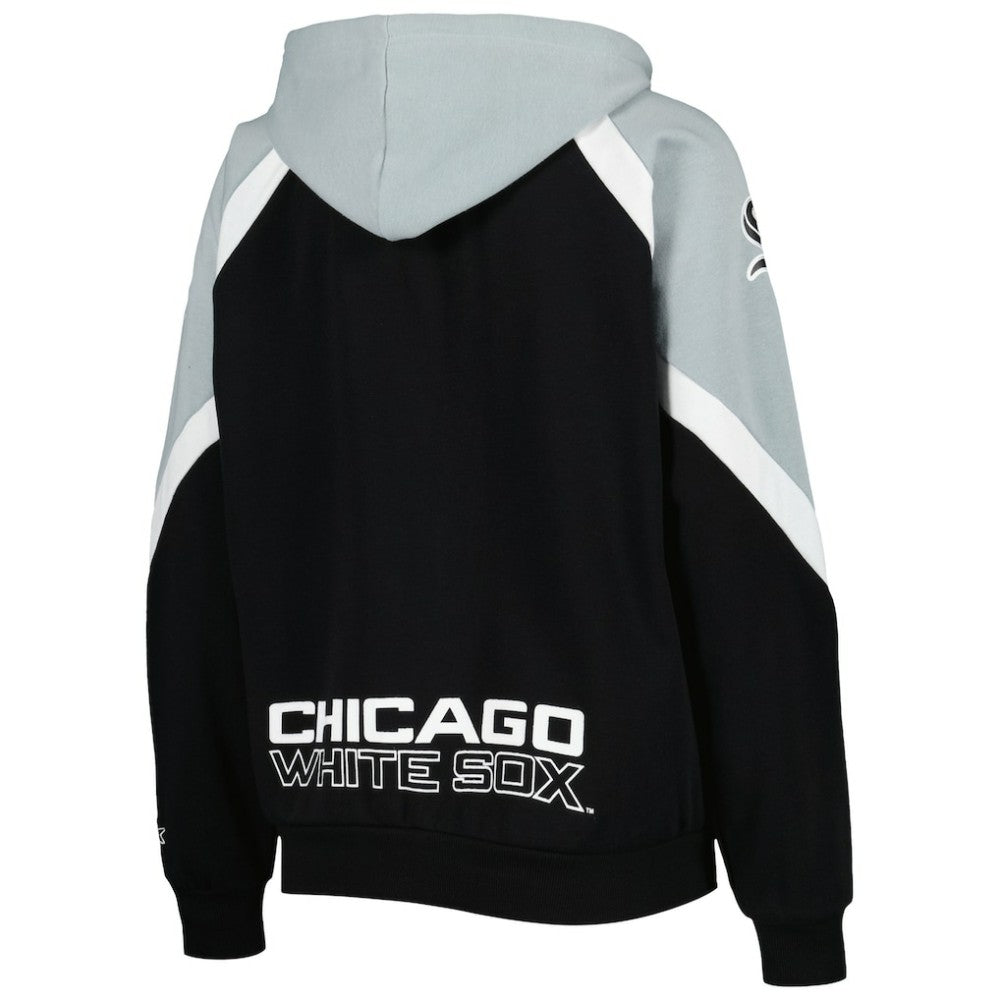 Chicago White Sox Starter Women's Hail Mary Full-Zip Hoodie Black/Silver