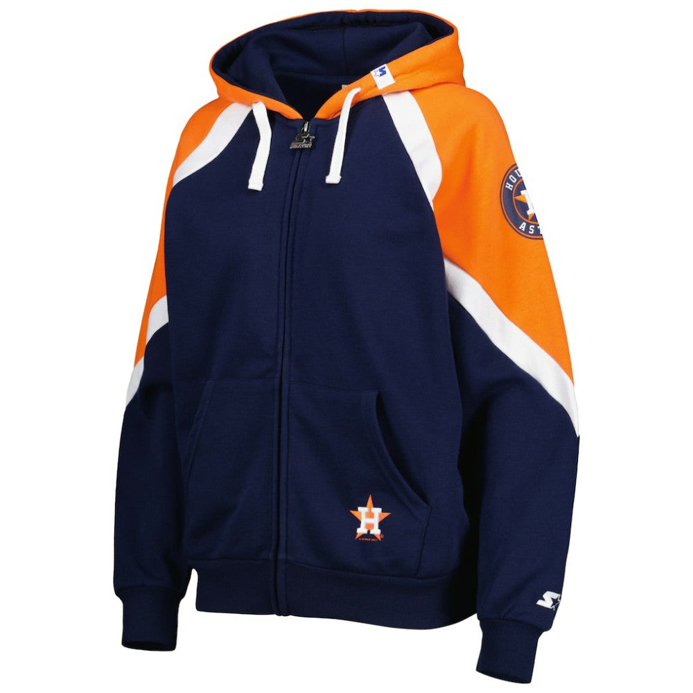 Houston Astros Starter Women's Hail Mary Full-Zip Hoodie Navy/Orange