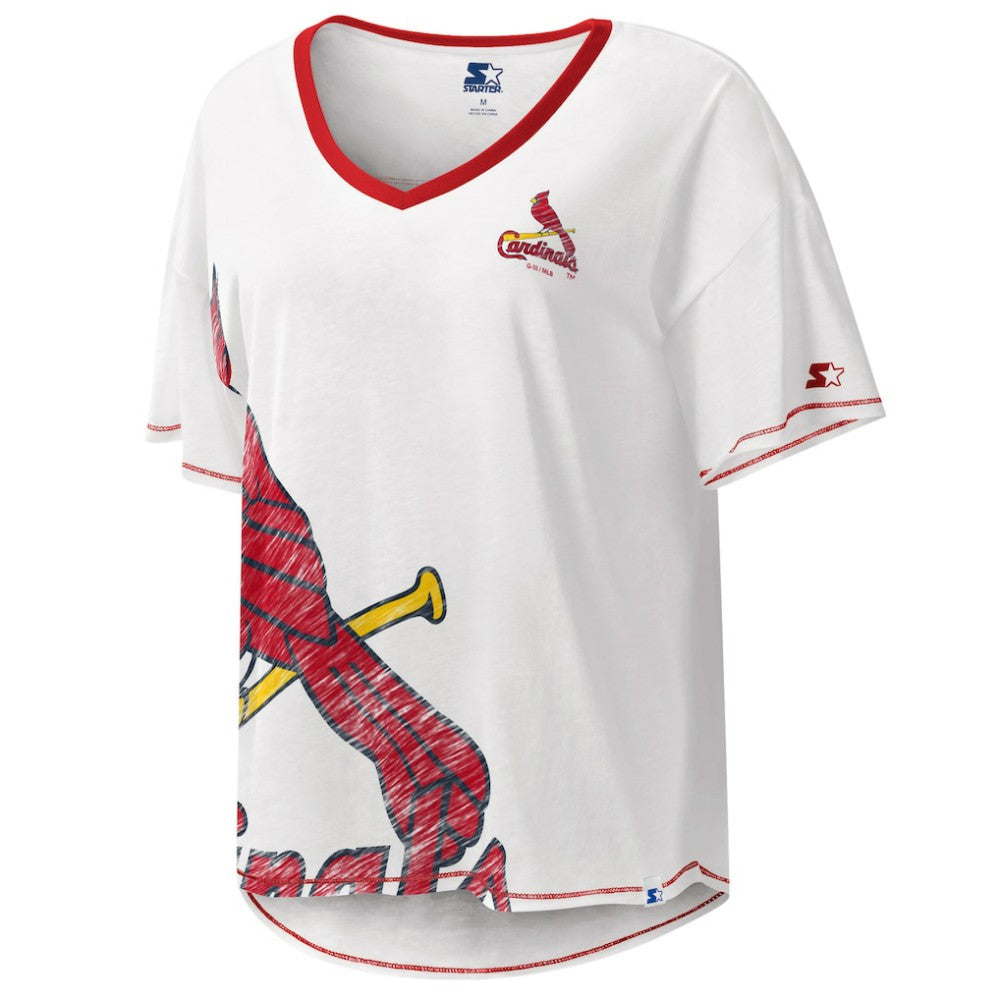 St. Louis Cardinals Starter Women's Perfect Game V-Neck T-Shirt White
