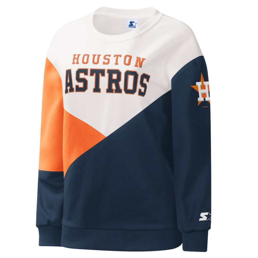 Houston Astros Starter Women's Shutout Pullover Sweatshirt White/Navy