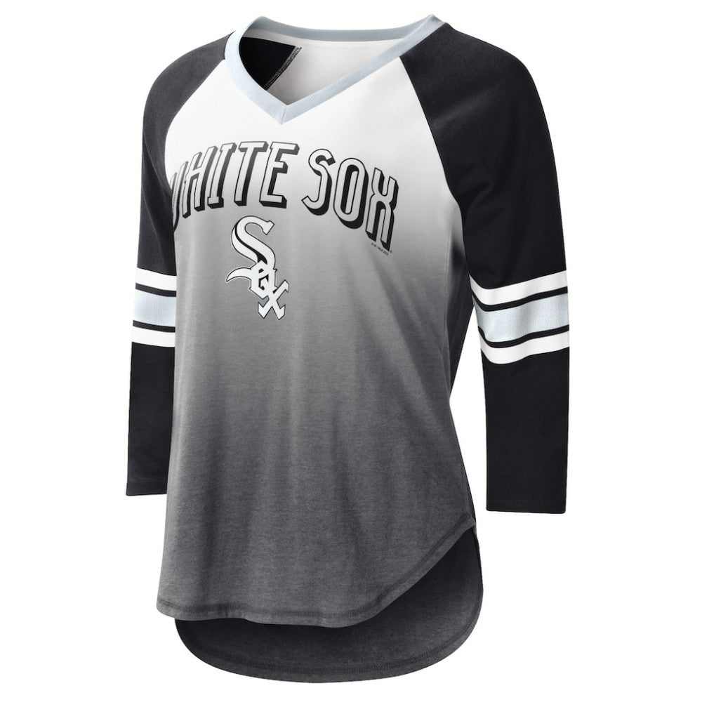 Chicago White Sox G-III 4Her by Carl Banks Women's Lead-Off Raglan 3/4-Sleeve V-Neck T-Shirt White/Black