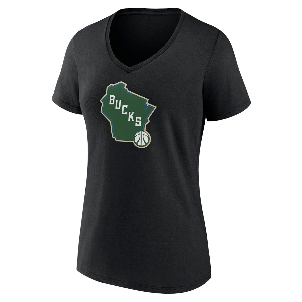 Milwaukee Bucks Women's Alternate Logo V-Neck T-Shirt - Black online