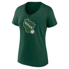 Milwaukee Bucks Women's Alternate Logo V-Neck T-Shirt - Green on sale