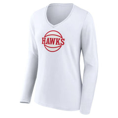 Atlanta Hawks Women's Alternate Logo V-Neck Long Sleeve T-Shirt - White on sale