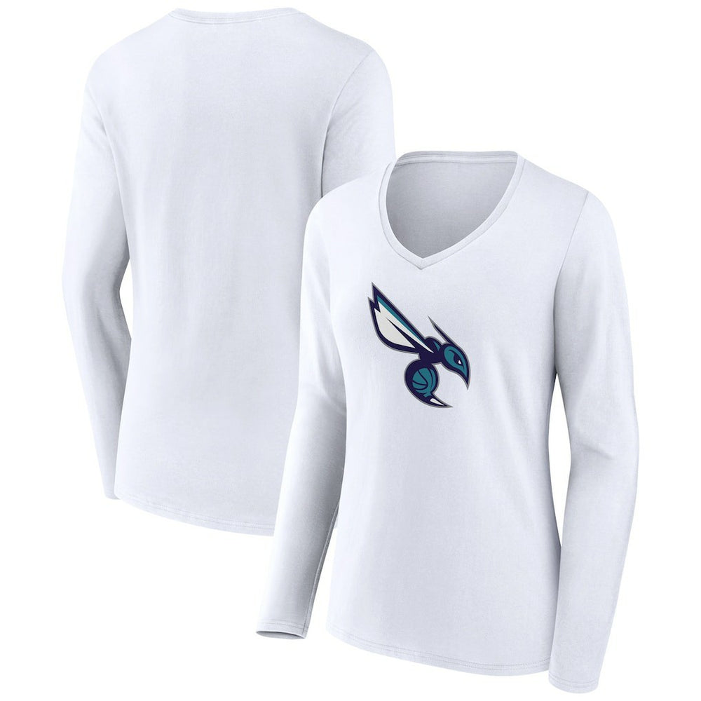 Charlotte Hornets Women's Alternate Logo V-Neck Long Sleeve T-Shirt - White online