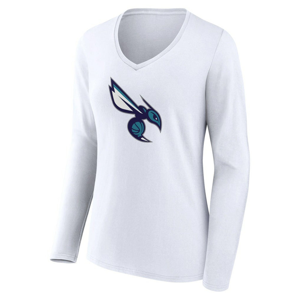 Charlotte Hornets Women's Alternate Logo V-Neck Long Sleeve T-Shirt - White online