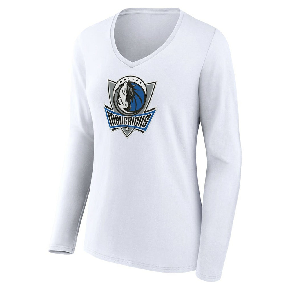 Dallas Mavericks Women's Alternate Logo V-Neck Long Sleeve T-Shirt sale - White cheap
