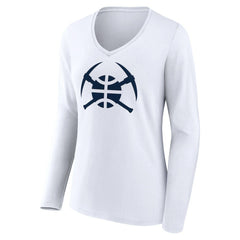 Denver Nuggets Women's Alternate Logo V-Neck Long Sleeve T-Shirt sale - White outlet