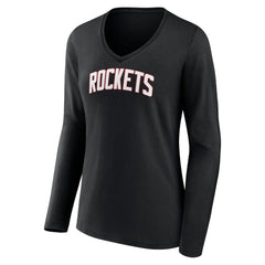 Houston Rockets Women's Alternate Logo V-Neck Long Sleeve T-Shirt - Black on sale