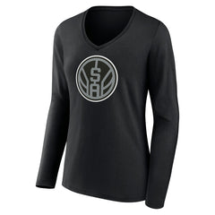 San Antonio Spurs Women's Alternate Logo V-Neck Long Sleeve T-Shirt - Black discount