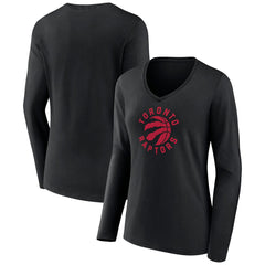 Toronto Raptors Women's Alternate Logo V-Neck Long Sleeve T-Shirt - Black shop