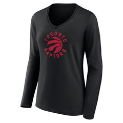 Toronto Raptors Women's Alternate Logo V-Neck Long Sleeve T-Shirt - Black shop