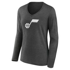 Utah Jazz Women's Alternate Logo V-Neck Long Sleeve T-Shirt - Charcoal sale