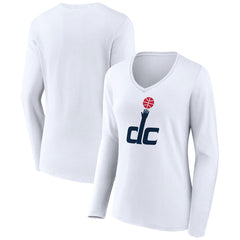 Washington Wizards Women's Alternate Logo V-Neck Long Sleeve T-Shirt - White shop