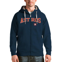 Houston Astros Antigua Team Logo Victory Full-Zip Hoodie Navy
