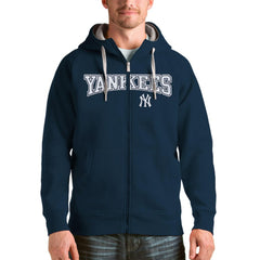 New York Yankees Antigua Team Logo Victory Full-Zip Hoodie Navy