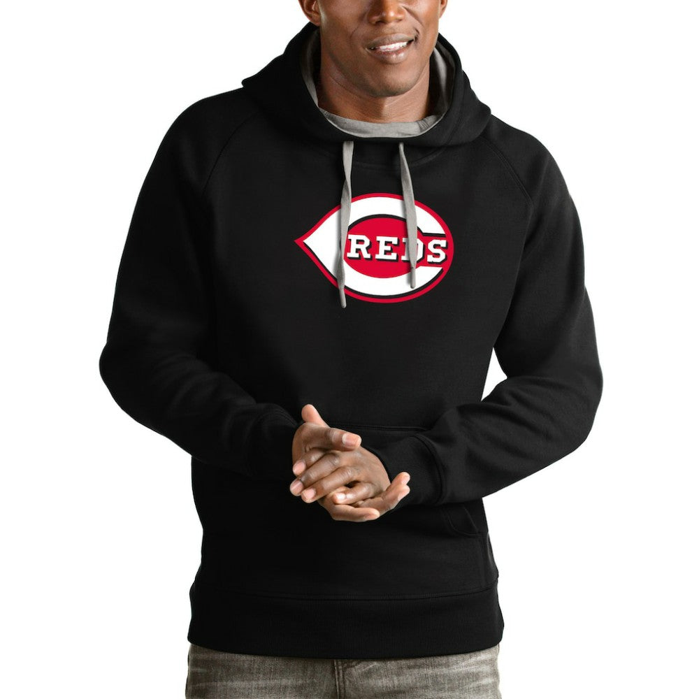 Cincinnati Reds Antigua Victory Pullover Team Logo Hoodie Black