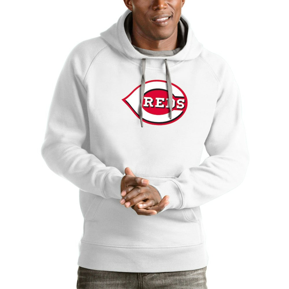 Cincinnati Reds Antigua Victory Pullover Team Logo Hoodie White