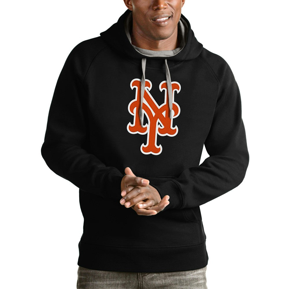 New York Mets Antigua Victory Pullover Team Logo Hoodie Black