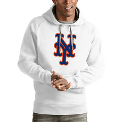 New York Mets Antigua Victory Pullover Team Logo Hoodie White