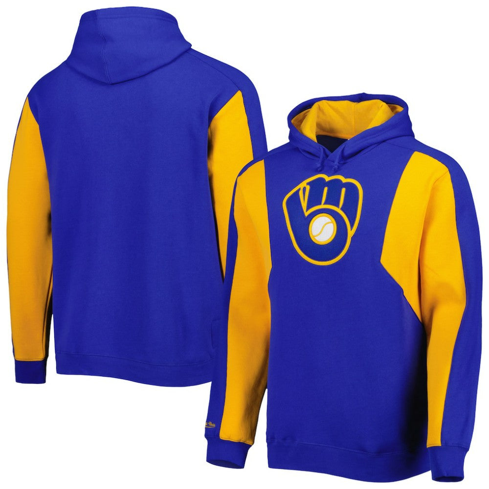 Milwaukee Brewers Colorblocked Fleece Pullover Hoodie Royal/Gold