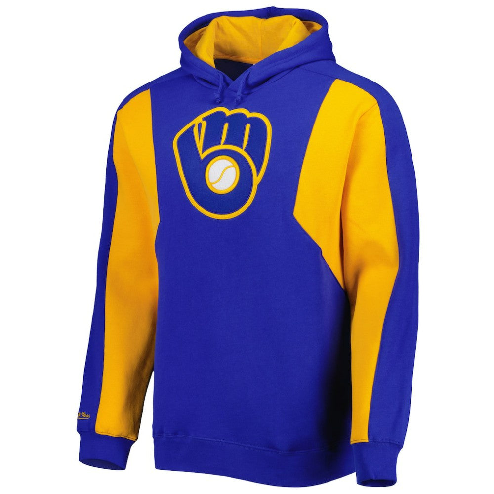 Milwaukee Brewers Colorblocked Fleece Pullover Hoodie Royal/Gold